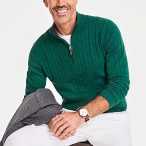 Cable Knit Quarter Zip Sweater Knit Sweater Green Bonsai NWT MEDIUM Club Room